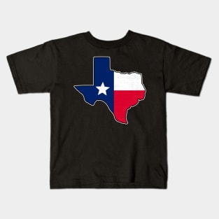 Texas US Flag Map Cool Distressed STATE-5 Kids T-Shirt